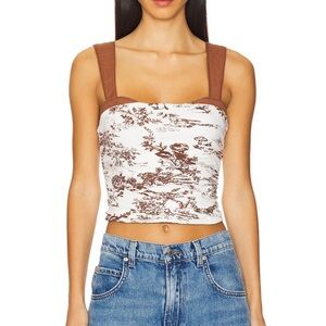Free People Brown and White Crop Top